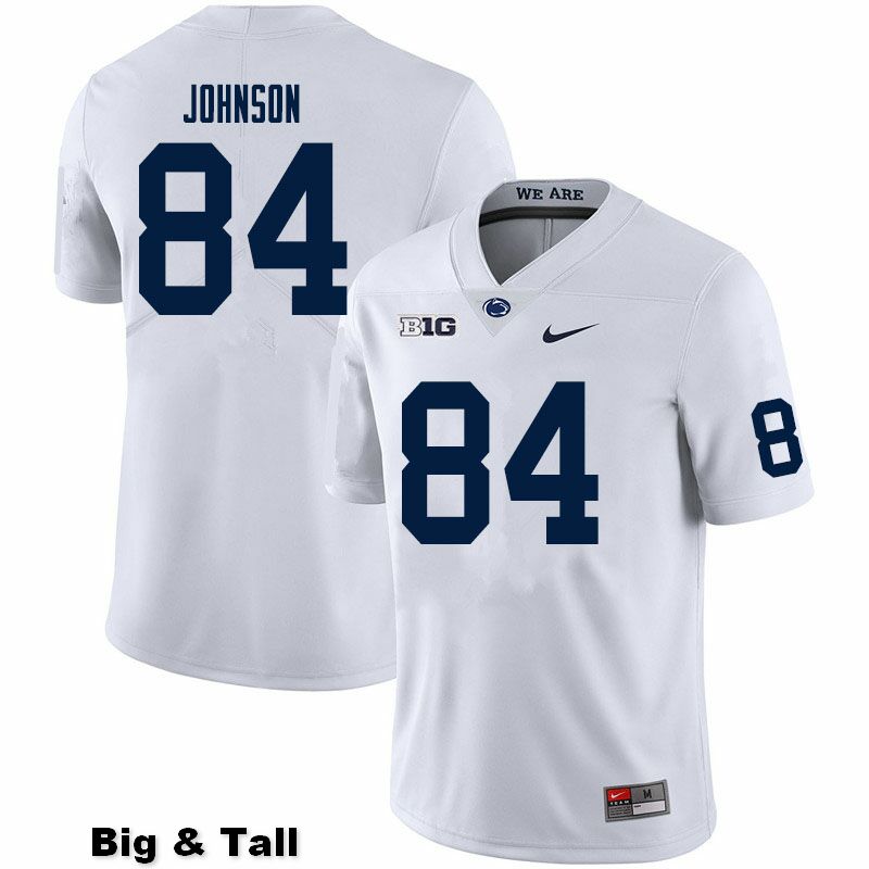 NCAA Nike Men's Penn State Nittany Lions Theo Johnson #84 College Football Authentic Big & Tall White Stitched Jersey NND4198GM